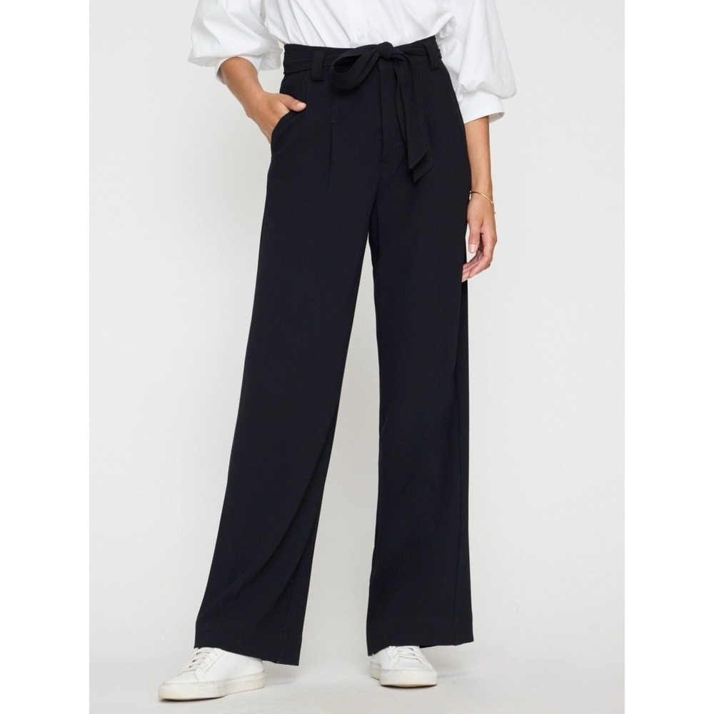 Brochu Walker The Duke Pant Black Onyx Wide-Leg Tie-Waist Trousers Size S